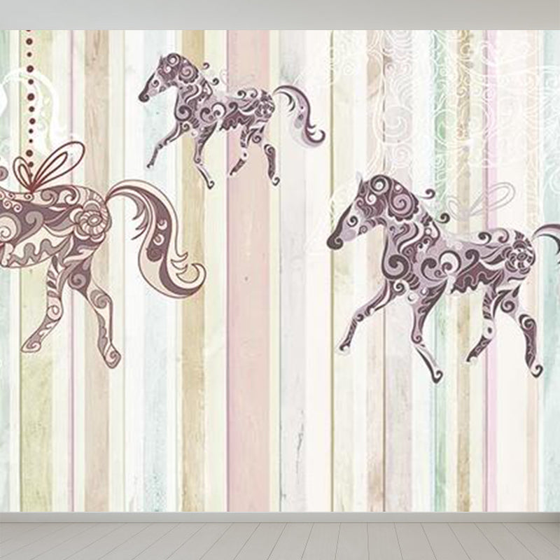 Non-Woven Decorative Wall Mural Modern Cartoon Animals Wall Covering for Living Room Clearhalo 'Wall Decor' 'Wall Mural' 1921507