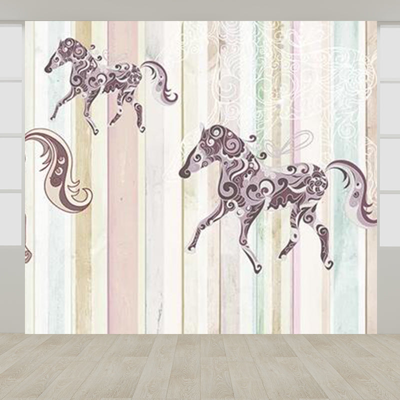 Non-Woven Decorative Wall Mural Modern Cartoon Animals Wall Covering for Living Room Clearhalo 'Wall Decor' 'Wall Mural' 1921508