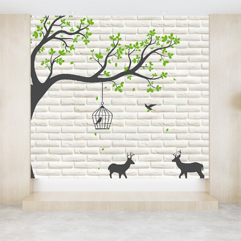 Non-Woven Decorative Wall Mural Modern Cartoon Animals Wall Covering for Living Room Clearhalo 'Wall Decor' 'Wall Mural' 1921513