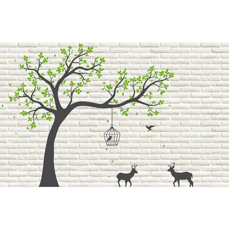 Non-Woven Decorative Wall Mural Modern Cartoon Animals Wall Covering for Living Room Clearhalo 'Wall Decor' 'Wall Mural' 1921514
