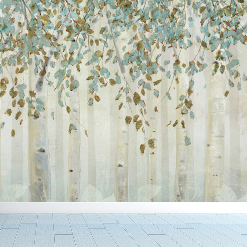 Light Color Botanical Mural Decal Moisture Resistant Contemporary Bathroom Wall Covering Clearhalo 'Wall Decor' 'Wall Mural' 1921522