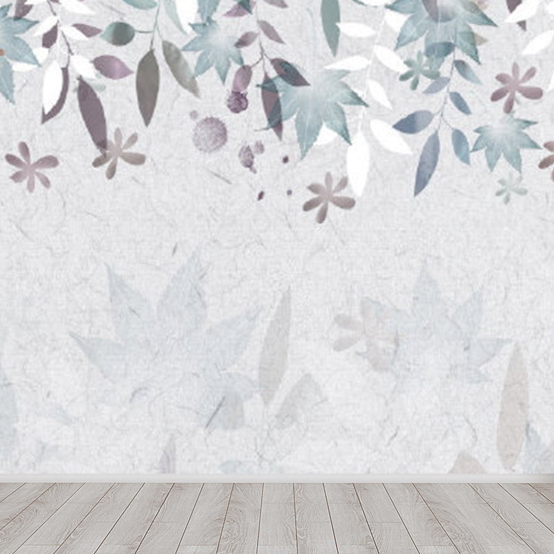 Light Color Botanical Mural Decal Moisture Resistant Contemporary Bathroom Wall Covering Clearhalo 'Wall Decor' 'Wall Mural' 1921527