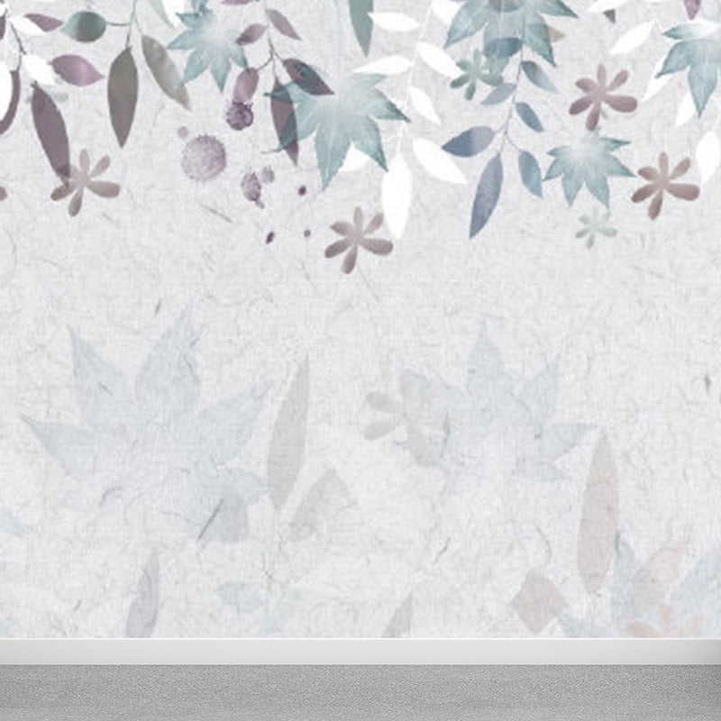 Light Color Botanical Mural Decal Moisture Resistant Contemporary Bathroom Wall Covering Clearhalo 'Wall Decor' 'Wall Mural' 1921528