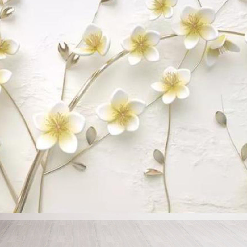 Soft Color Blossom Mural Wallpaper Flower Modern Washable Wall Covering for Kitchen Clearhalo 'Wall Decor' 'Wall Mural' 1921547