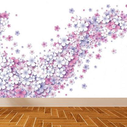 Soft Color Blossom Mural Wallpaper Flower Modern Washable Wall Covering for Kitchen Purple Clearhalo 'Wall Decor' 'Wall Mural' 1921551