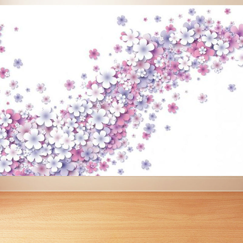 Soft Color Blossom Mural Wallpaper Flower Modern Washable Wall Covering for Kitchen Clearhalo 'Wall Decor' 'Wall Mural' 1921552