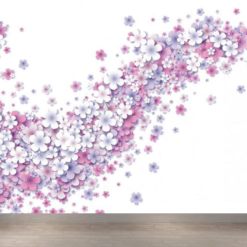 Soft Color Blossom Mural Wallpaper Flower Modern Washable Wall Covering for Kitchen Clearhalo 'Wall Decor' 'Wall Mural' 1921553