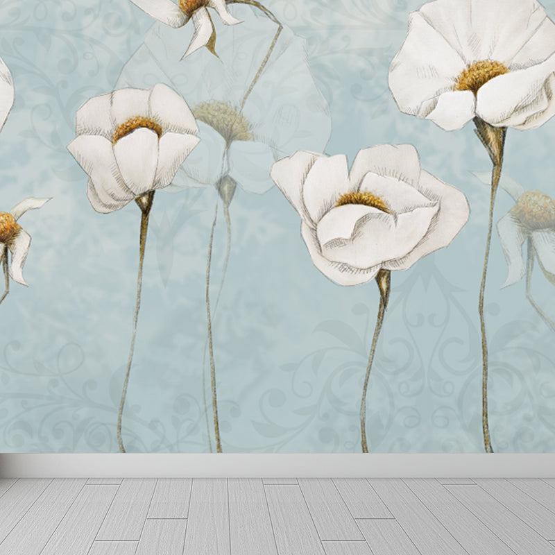 Soft Color Blossom Mural Wallpaper Flower Modern Washable Wall Covering for Kitchen Clearhalo 'Wall Decor' 'Wall Mural' 1921557