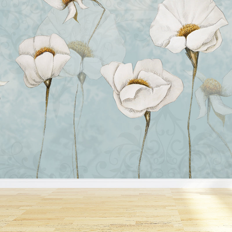 Soft Color Blossom Mural Wallpaper Flower Modern Washable Wall Covering for Kitchen Clearhalo 'Wall Decor' 'Wall Mural' 1921558