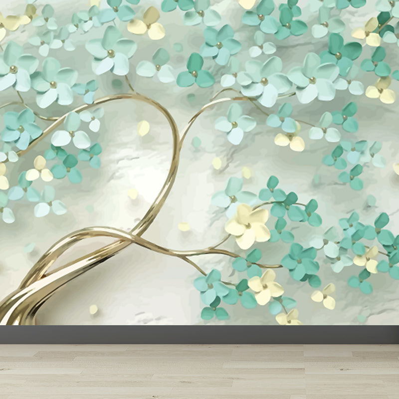 Soft Color Blossom Mural Wallpaper Flower Modern Washable Wall Covering for Kitchen Clearhalo 'Wall Decor' 'Wall Mural' 1921562