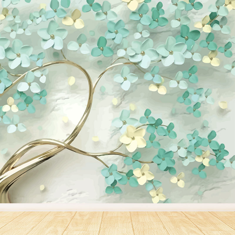 Soft Color Blossom Mural Wallpaper Flower Modern Washable Wall Covering for Kitchen Clearhalo 'Wall Decor' 'Wall Mural' 1921563