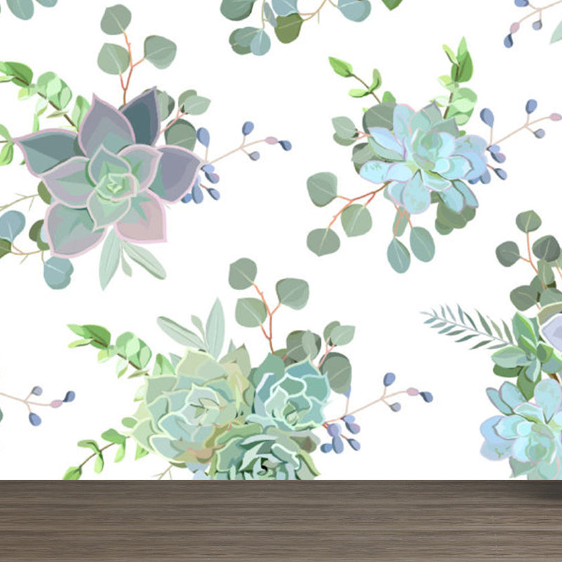 Pastel Color Flower Print Mural Wallpaper Moisture-Proof Wall Art for Dining Room Clearhalo 'Wall Decor' 'Wall Mural' 1921572