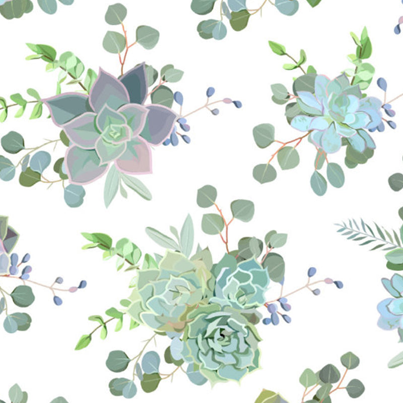 Pastel Color Flower Print Mural Wallpaper Moisture-Proof Wall Art for Dining Room Clearhalo 'Wall Decor' 'Wall Mural' 1921574