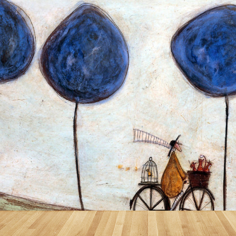 Illustration Style Botanical Wall Mural Giant Wall Covering for Dining Room, Custom Clearhalo 'Wall Decor' 'Wall Mural' 1921592