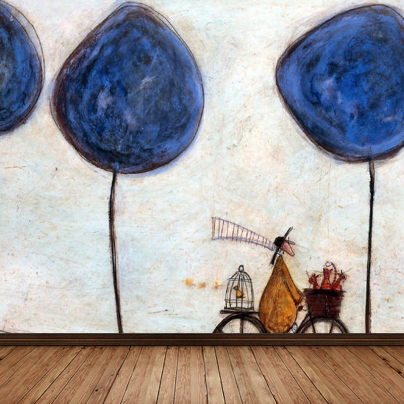 Illustration Style Botanical Wall Mural Giant Wall Covering for Dining Room, Custom Clearhalo 'Wall Decor' 'Wall Mural' 1921593