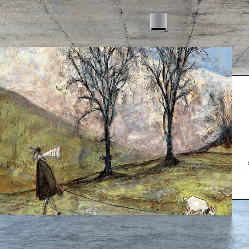 Illustration Style Botanical Wall Mural Giant Wall Covering for Dining Room, Custom Clearhalo 'Wall Decor' 'Wall Mural' 1921597