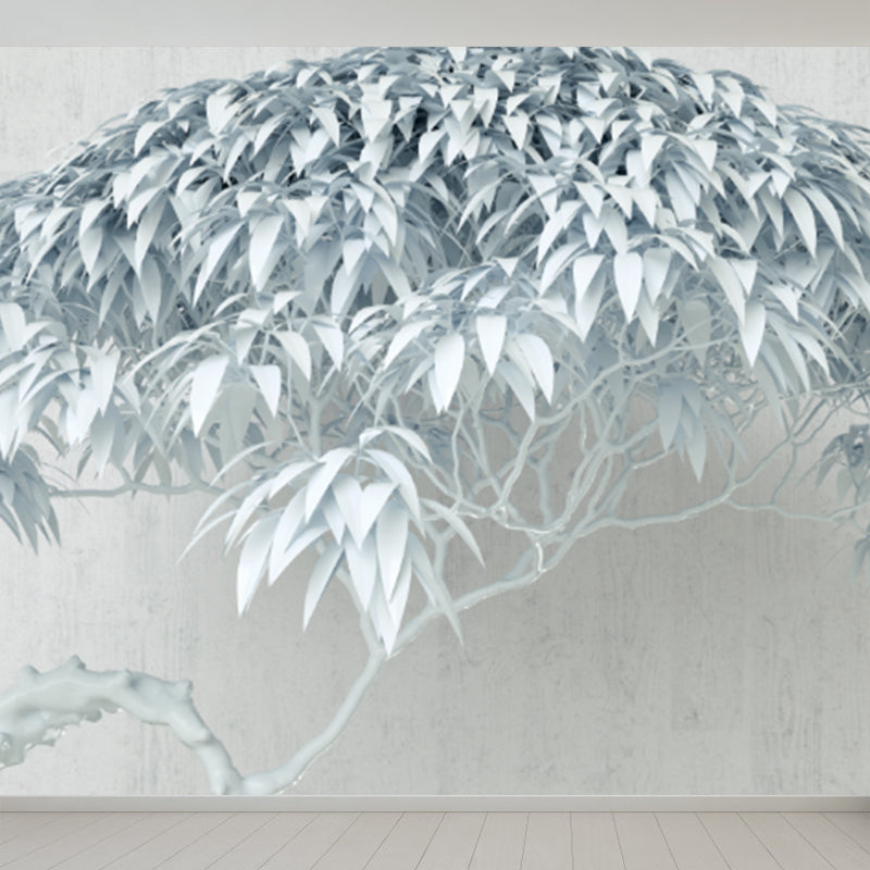 Illustration Style Botanical Wall Mural Giant Wall Covering for Dining Room, Custom White Clearhalo 'Wall Decor' 'Wall Mural' 1921601