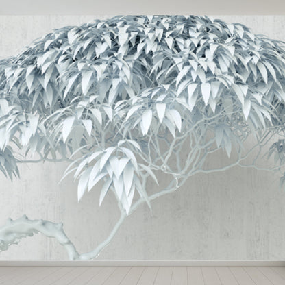 Illustration Style Botanical Wall Mural Giant Wall Covering for Dining Room, Custom White Clearhalo 'Wall Decor' 'Wall Mural' 1921601