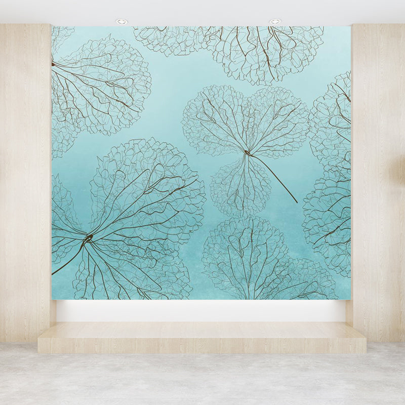 Illustration Style Botanical Wall Mural Giant Wall Covering for Dining Room, Custom Clearhalo 'Wall Decor' 'Wall Mural' 1921607