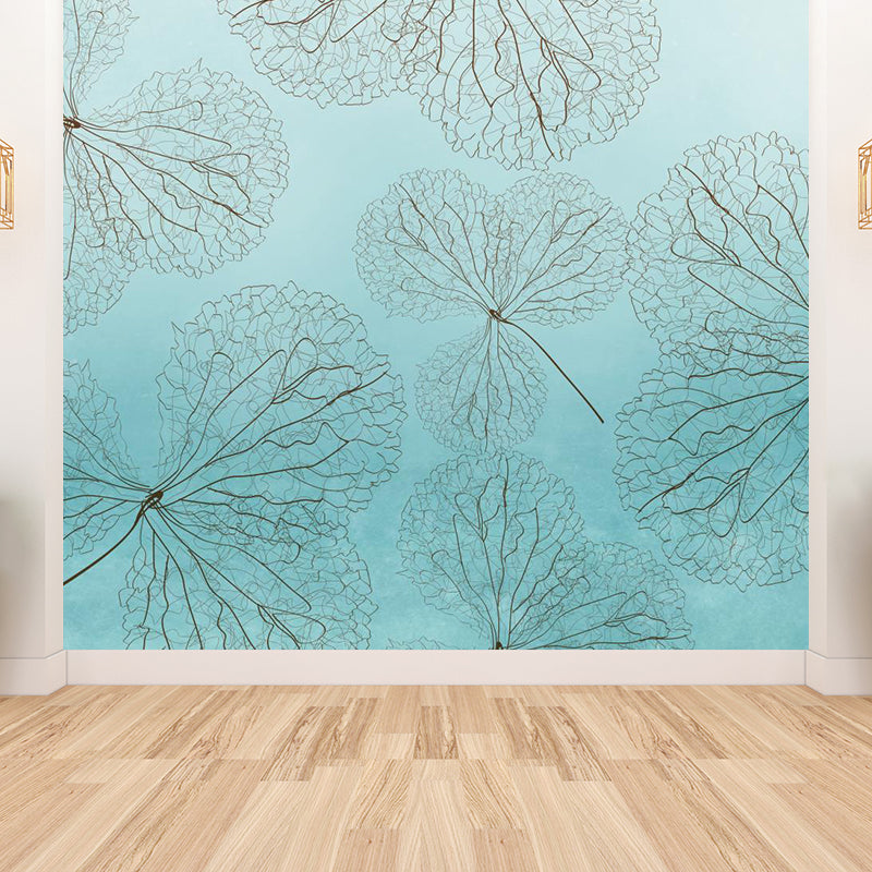 Illustration Style Botanical Wall Mural Giant Wall Covering for Dining Room, Custom Clearhalo 'Wall Decor' 'Wall Mural' 1921608