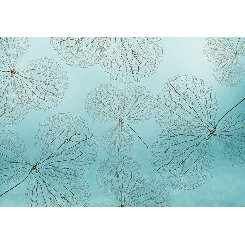 Illustration Style Botanical Wall Mural Giant Wall Covering for Dining Room, Custom Clearhalo 'Wall Decor' 'Wall Mural' 1921609