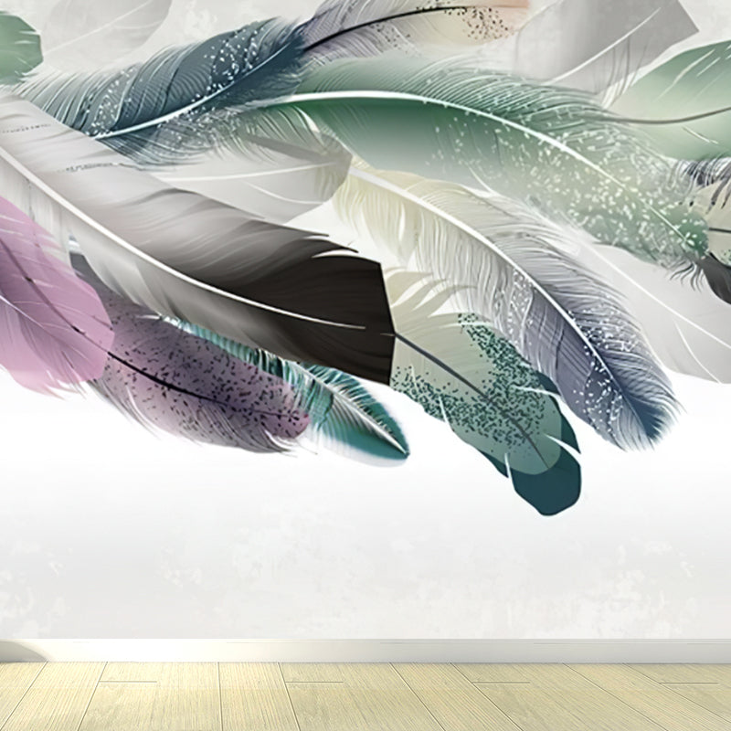 Illustration Style Botanical Wall Mural Giant Wall Covering for Dining Room, Custom Clearhalo 'Wall Decor' 'Wall Mural' 1921613