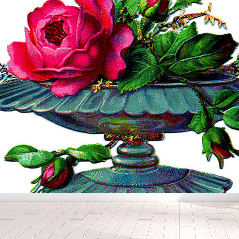 Floral Printed and Plate Mural Wallpaper Pastel Color Modern Wall Covering for Bedroom Clearhalo 'Wall Decor' 'Wall Mural' 1921672