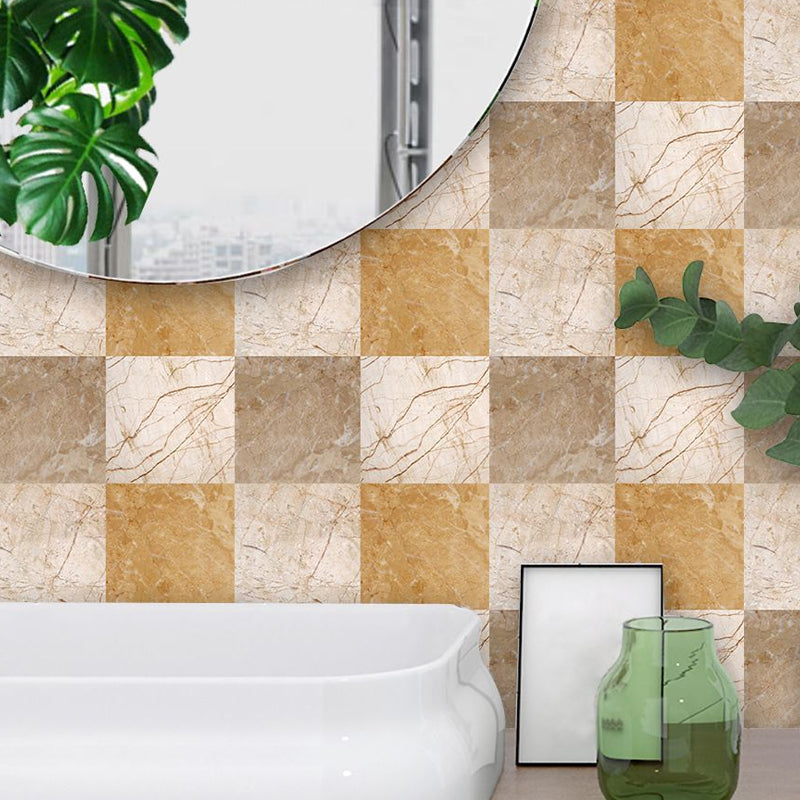 50 Pcs Mosaic Tile Stick Wallpapers Modern Classic Marble Wall Covering in Brown, 6' x 6" Brown 1 Set Clearhalo 'Modern wall decor' 'Modern' 'Wallpaper' Wall Decor' 1921696
