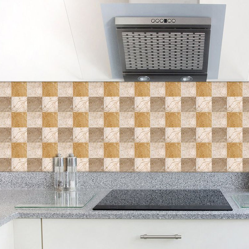 50 Pcs Mosaic Tile Stick Wallpapers Modern Classic Marble Wall Covering in Brown, 6' x 6" Clearhalo 'Modern wall decor' 'Modern' 'Wallpaper' Wall Decor' 1921697