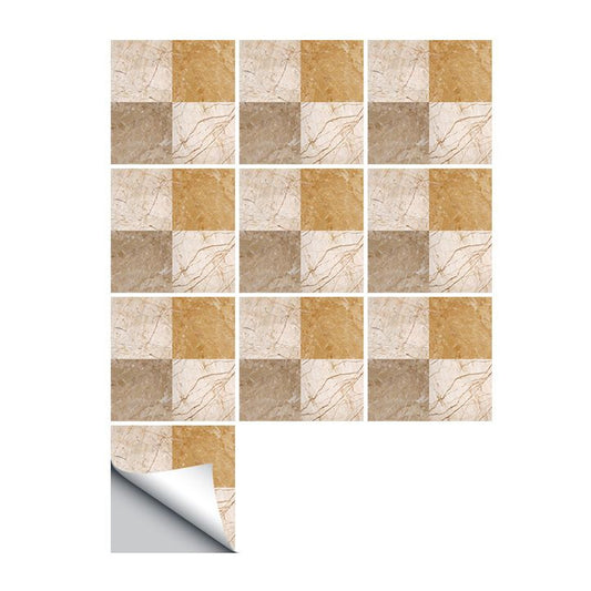 50 Pcs Mosaic Tile Stick Wallpapers Modern Classic Marble Wall Covering in Brown, 6' x 6" Clearhalo 'Modern wall decor' 'Modern' 'Wallpaper' Wall Decor' 1921699