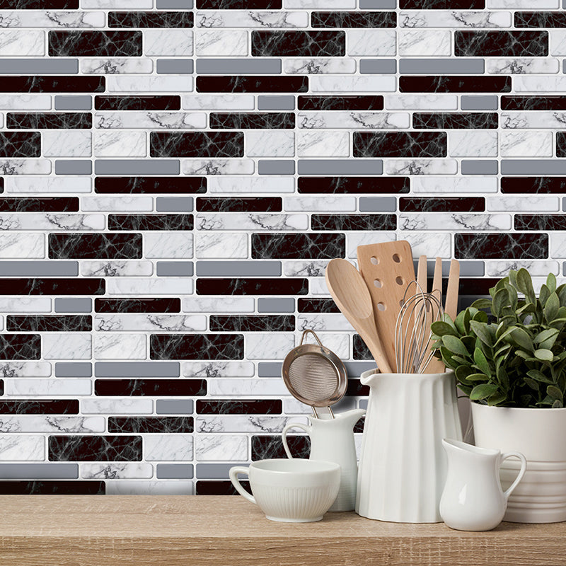 Adhesive Mosaics Tile Brick Wallpapers 8' L x 4" W Contemporary Wall Decor for Home Grey Clearhalo 'Country wall decor' 'Rustic' 'Wallpaper' Wall Decor' 1921706