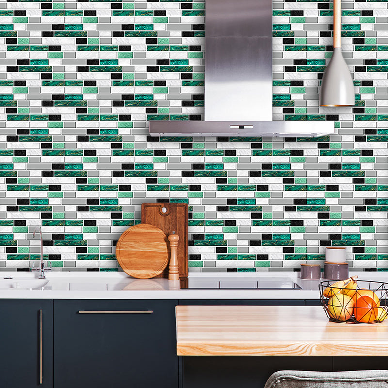 Adhesive Mosaics Tile Brick Wallpapers 8' L x 4" W Contemporary Wall Decor for Home Green Clearhalo 'Country wall decor' 'Rustic' 'Wallpaper' Wall Decor' 1921716