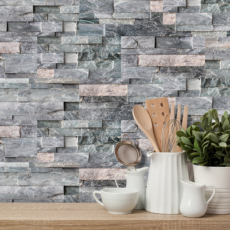 Brick Wallpaper Panel Set Countryside Peel and Stick Dining Room Wall Covering, 11.6-sq ft Dark Gray Clearhalo 'Country wall decor' 'Rustic' 'Wallpaper' Wall Decor' 1921721