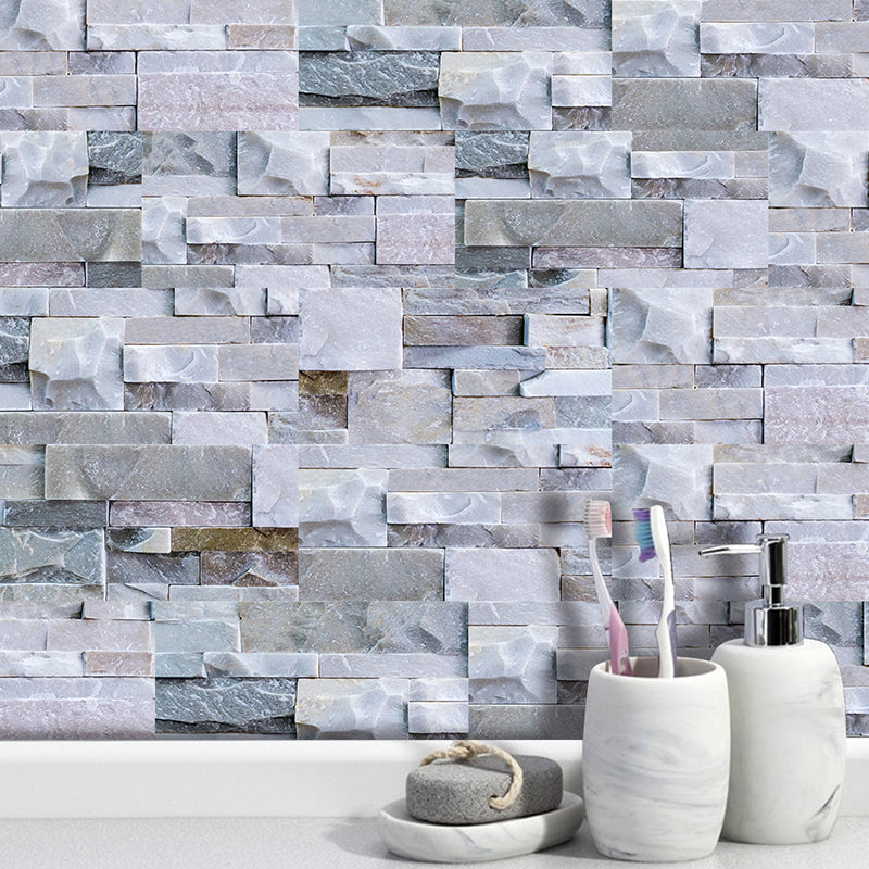 Brick Wallpaper Panel Set Countryside Peel and Stick Dining Room Wall Covering, 11.6-sq ft Light Gray Clearhalo 'Country wall decor' 'Rustic' 'Wallpaper' Wall Decor' 1921726