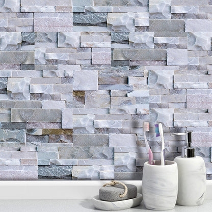 Brick Wallpaper Panel Set Countryside Peel and Stick Dining Room Wall Covering, 11.6-sq ft Light Gray Clearhalo 'Country wall decor' 'Rustic' 'Wallpaper' Wall Decor' 1921726