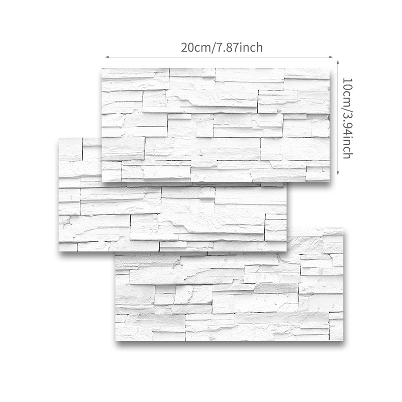 White Brick Wallpaper Panel Set Self-Sticking Simple Style Kitchen Wall Art, 8' L x 4" W Clearhalo 'Country wall decor' 'Rustic' 'Wallpaper' Wall Decor' 1921735