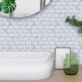 Smooth Blue Wallpaper Panel Country Style Faux Brick Stick On Wall Covering, 8' L x 8" W Blue Clearhalo 'Country wall decor' 'Rustic' 'Wallpaper' Wall Decor' 1921741