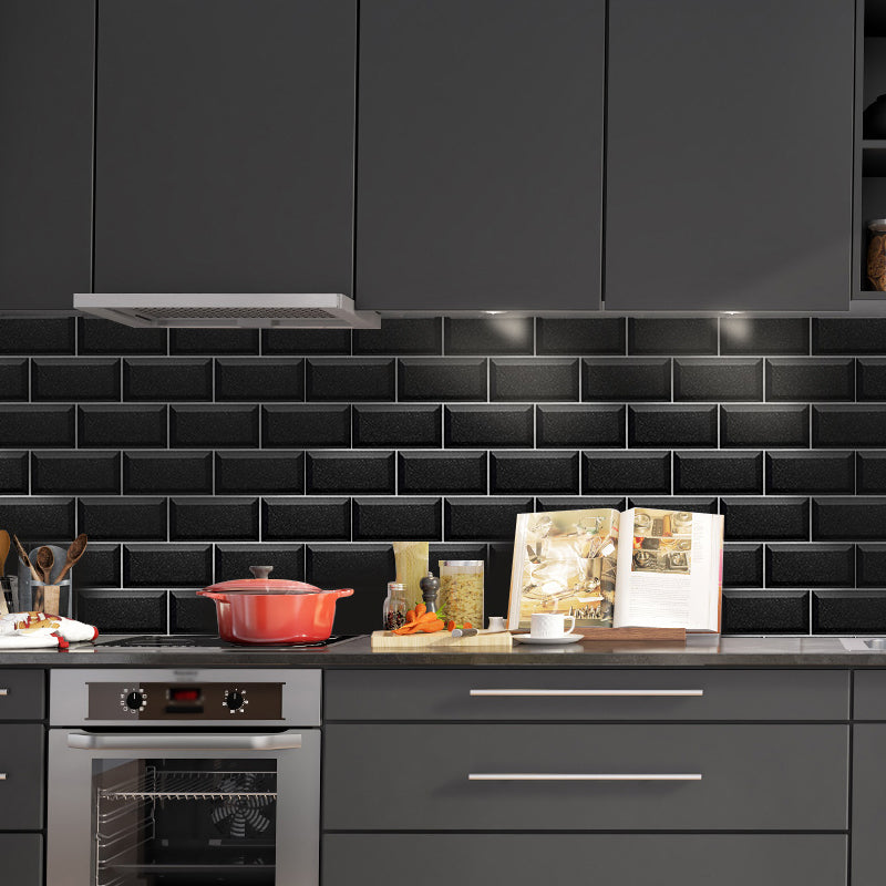 Self Sticking Brickwork Wallpaper Panels Rural PVC Wall Art for Kitchen, 8' x 4" Black Clearhalo 'Country wall decor' 'Rustic' 'Wallpaper' Wall Decor' 1921746