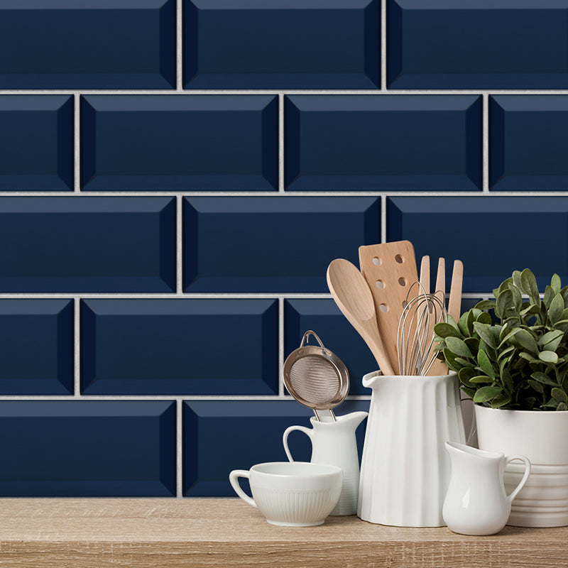 Self Sticking Brickwork Wallpaper Panels Rural PVC Wall Art for Kitchen, 8' x 4" Blue Clearhalo 'Country wall decor' 'Rustic' 'Wallpaper' Wall Decor' 1921756