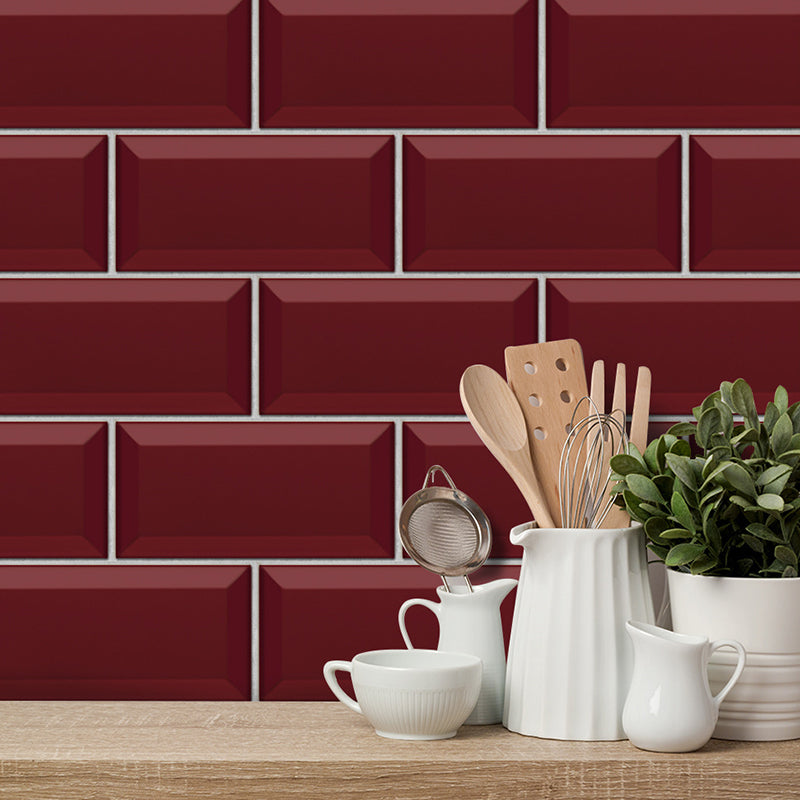 Self Sticking Brickwork Wallpaper Panels Rural PVC Wall Art for Kitchen, 8' x 4" Red Clearhalo 'Country wall decor' 'Rustic' 'Wallpaper' Wall Decor' 1921761