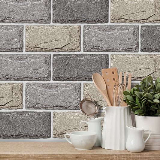 Rust Brick Look Wallpaper Panel Grey Peel and Paste Wall Decoration for Living Room Grey Clearhalo 'Country wall decor' 'Rustic' 'Wallpaper' Wall Decor' 1921771