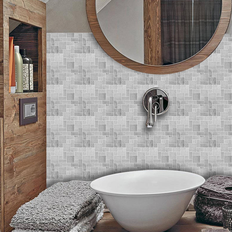 Peel and Stick Brick Wallpapers 18 Pieces Cottage PVC Wall Covering, 6' L x 6" W Grey 1 Set Clearhalo 'Country wall decor' 'Rustic' 'Wallpaper' Wall Decor' 1921781