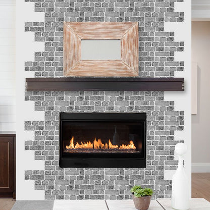 Country Brick-and-Mortar Wallpaper Panels Grey Balcony Adhesive Wall Art, 11.6-sq ft (54 Pcs) Grey 1 Set Clearhalo 'Country wall decor' 'Rustic' 'Wallpaper' Wall Decor' 1921791