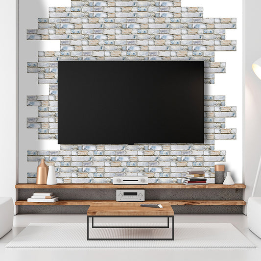 Rustic Brick Stick Wallpaper Panels PVC Removable Grey Wall Decor for Stairway, 54 Pieces Grey 1 Set Clearhalo 'Country wall decor' 'Rustic' 'Wallpaper' Wall Decor' 1921795