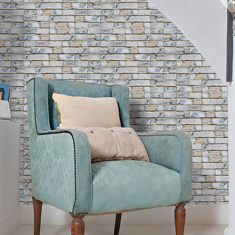 Rustic Brick Stick Wallpaper Panels PVC Removable Grey Wall Decor for Stairway, 54 Pieces Clearhalo 'Country wall decor' 'Rustic' 'Wallpaper' Wall Decor' 1921796