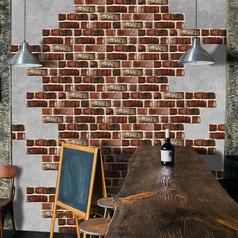 Red Brown Farmhouse Wallpapers 11.6-sq ft Brick Tiles Self-Adhesive Wall Covering for Stairs Clearhalo 'Country wall decor' 'Rustic' 'Wallpaper' Wall Decor' 1921800