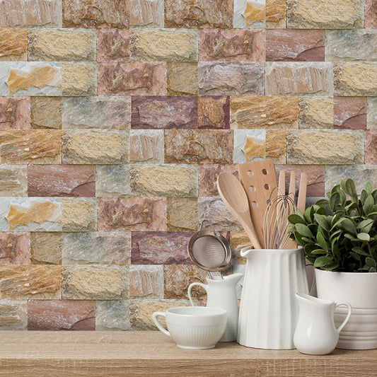 Brick Wallpaper Panels Pick Up Sticks Countryside Kitchen Wall Decor, 8' L x 4" W Brown Clearhalo 'Country wall decor' 'Rustic' 'Wallpaper' Wall Decor' 1921809