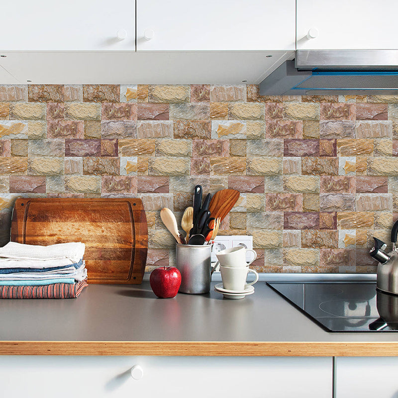 Brick Wallpaper Panels Pick Up Sticks Countryside Kitchen Wall Decor, 8' L x 4" W Clearhalo 'Country wall decor' 'Rustic' 'Wallpaper' Wall Decor' 1921810