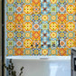 Flower Adhesive Wallpaper Panels Boho Beautiful Tiles Wall Covering in Orange, 8' x 8" Clearhalo 'Wall Decor' 'Wallpaper' 1921841