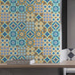 Bohemian Floral Tile Wallpaper Panel Blue Self Sticking Wall Art for Kitchen Backsplash Clearhalo 'Wall Decor' 'Wallpaper' 1921845